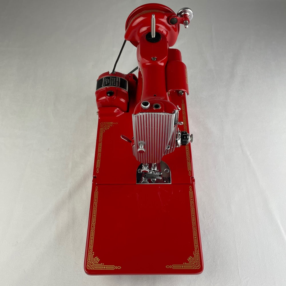 1952 Singer Red 221 Featherweight Restored Sewing Machine for Sale.