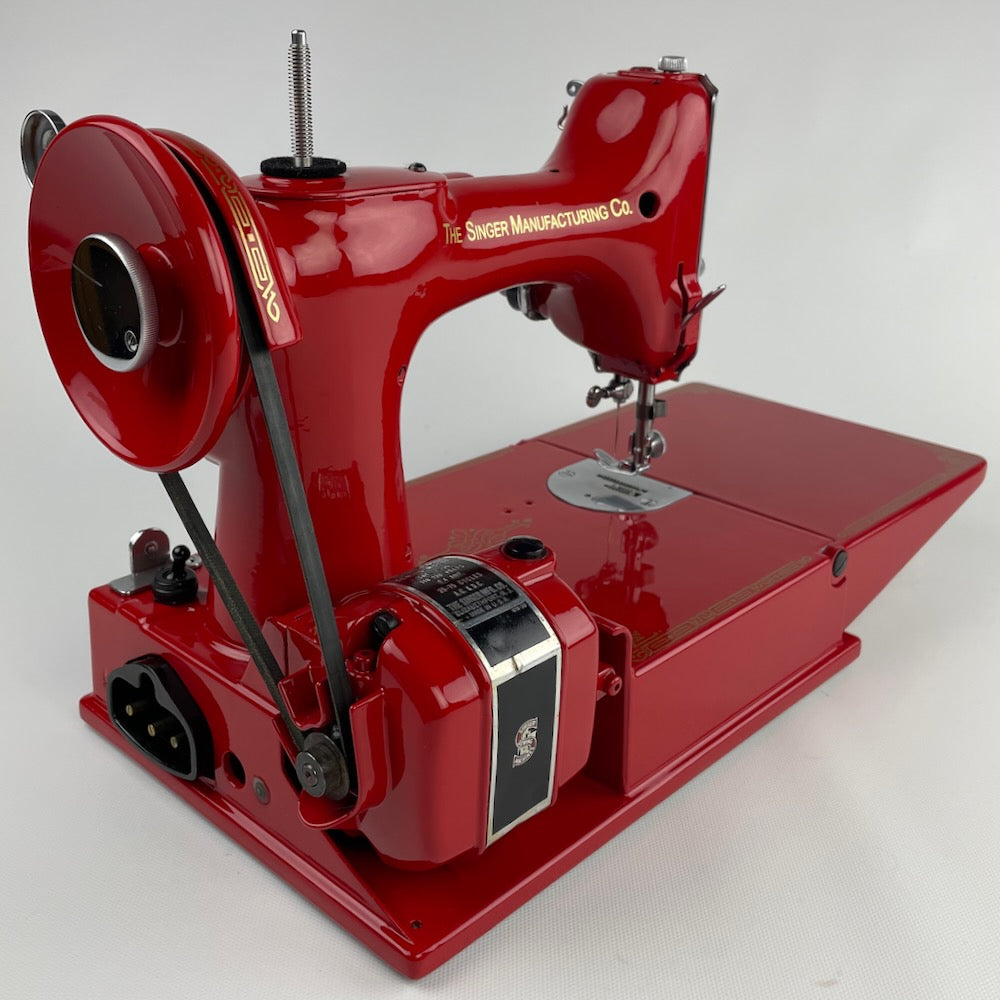 1951 Singer Featherweight Torch Red 221 Sewing Machine. Restored.