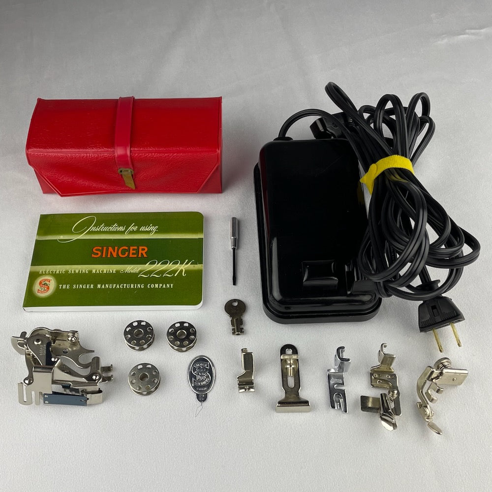 1 - 1960 Red "S" Singer Featherweight 222K For Sale,  ER901888. US Voltage.