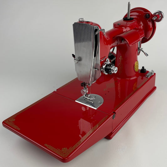 1951 Singer Featherweight Torch Red 221 Sewing Machine. Restored.