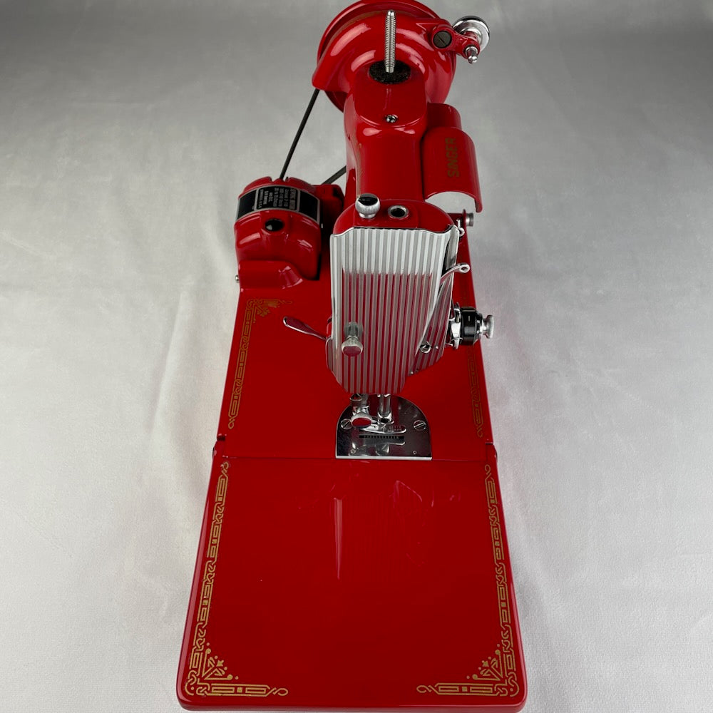 1946 Singer Red 221 Featherweight Sewing Machine for Sale.