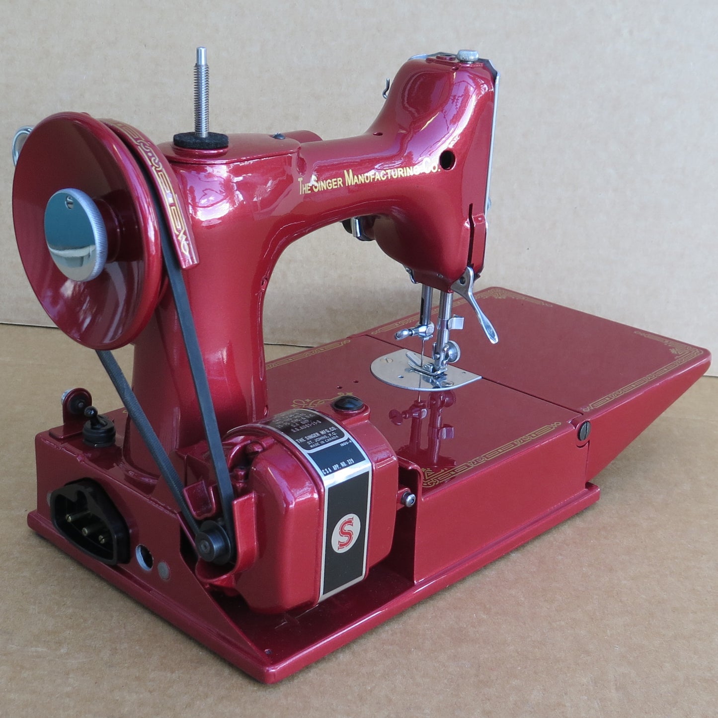 1950 Ruby Red Singer 221 Featherweight - US Voltage.