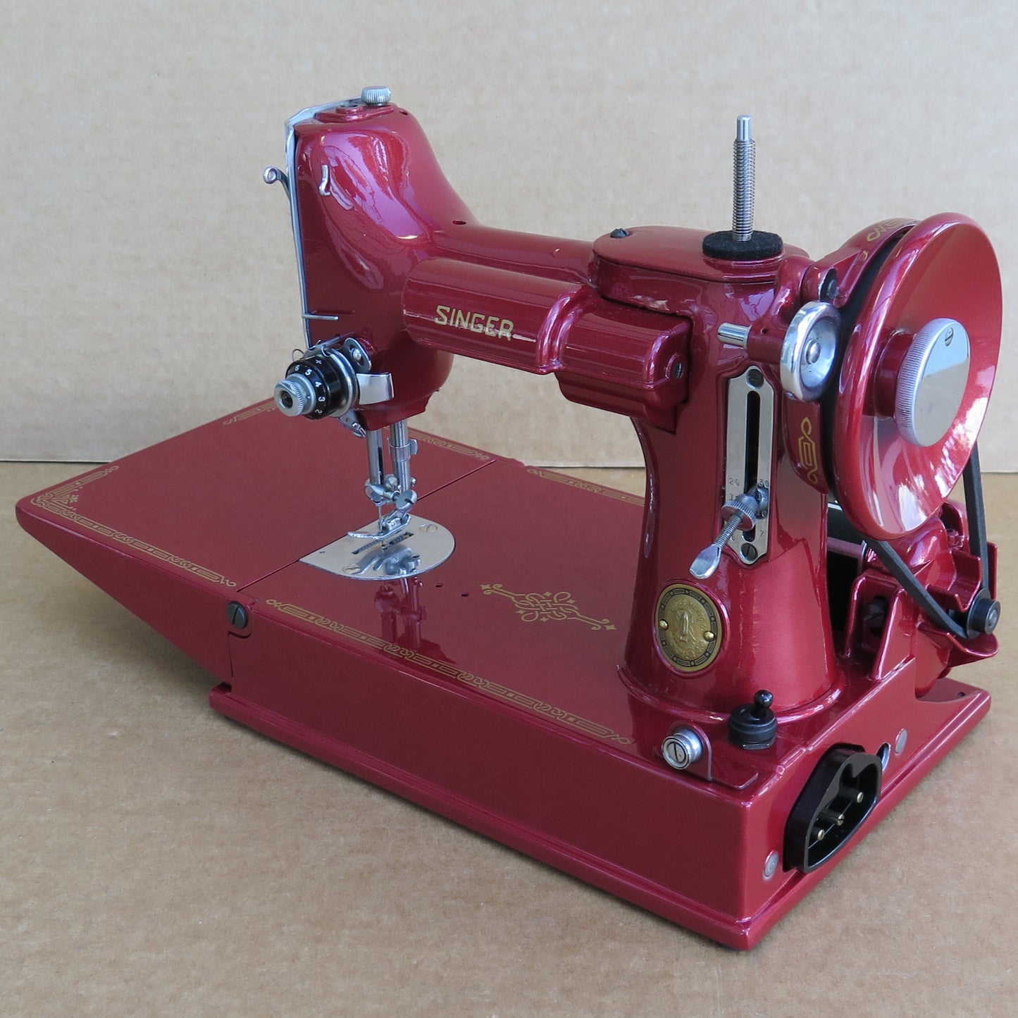 1950 Ruby Red Singer 221 Featherweight - US Voltage.